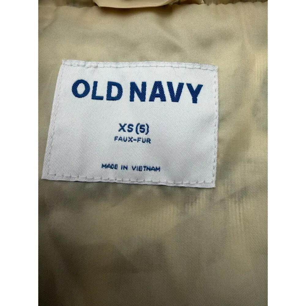 Old Navy Girls XS 5 Leopard Faux Fur Hooded Jacket Coat